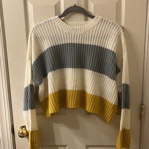 Sincerely Jules Striped Knit Sweater - Cream, Gray, and Yellow